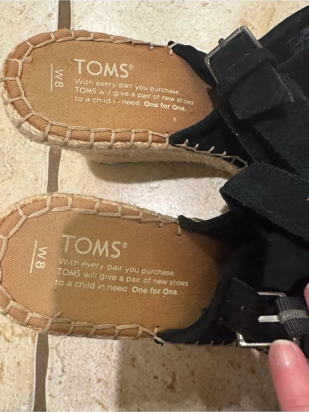 Tom’s Monica Wedge - Black Women’s Slingback Sandals - size W8
